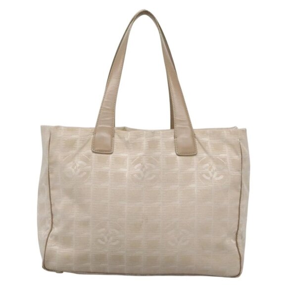 CHANEL New Travel Line Tote Bag Nylon Beige Gold CC Auth - Picture 11 of 16